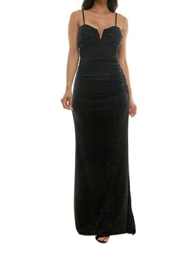 Emerald Sundae Black Sparkle Spaghetti-Strap Maxi Dress